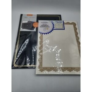 Geographics Parchment Certificates 25ct & Gartner Studios Holders 6ct Gold Black